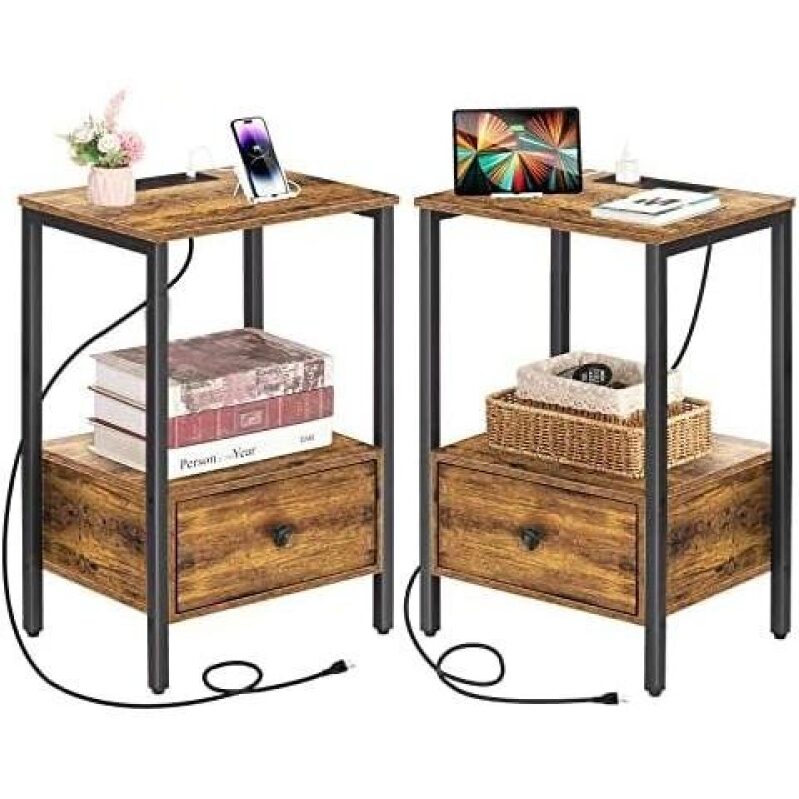 Affordable Dual Charging Bedside Tables with Storage