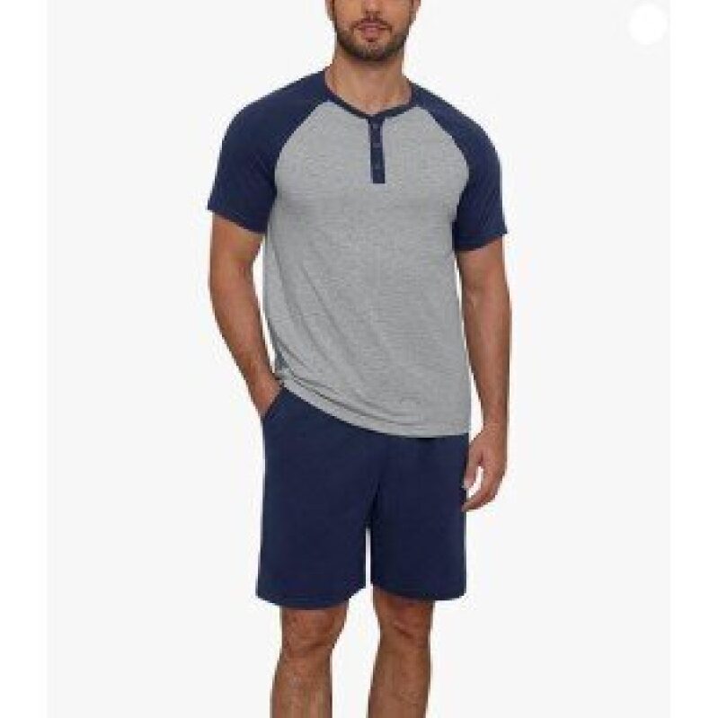 Men's Henley Short-Sleeve Short Set - Homewear Sleepwear Set