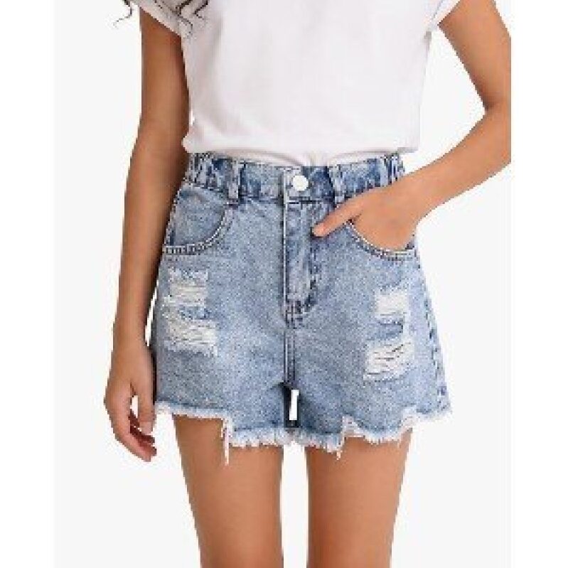 Affordable Y2K Retro Distressed Denim Shorts for Girls
