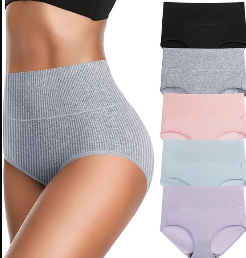 High-Quality Cotton Blend High-Waisted Abdominal Control Underwear for Women - 5 Pack