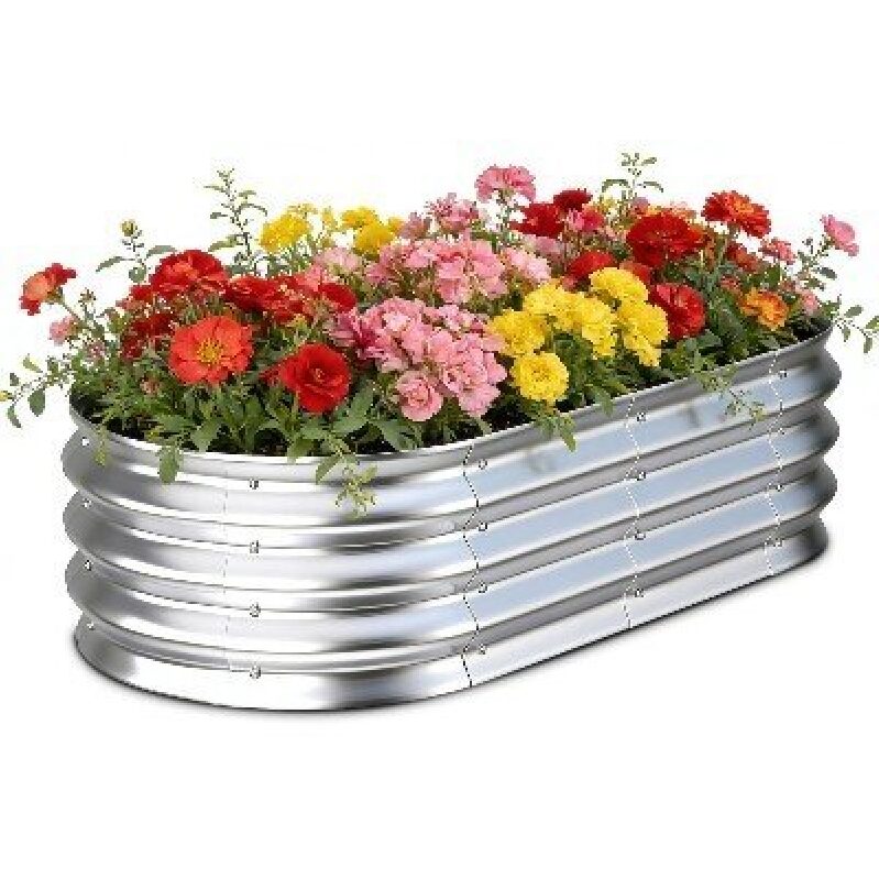 Durable Zinc-Plated Metal Raised Garden Bed for Vibrant Flowers
