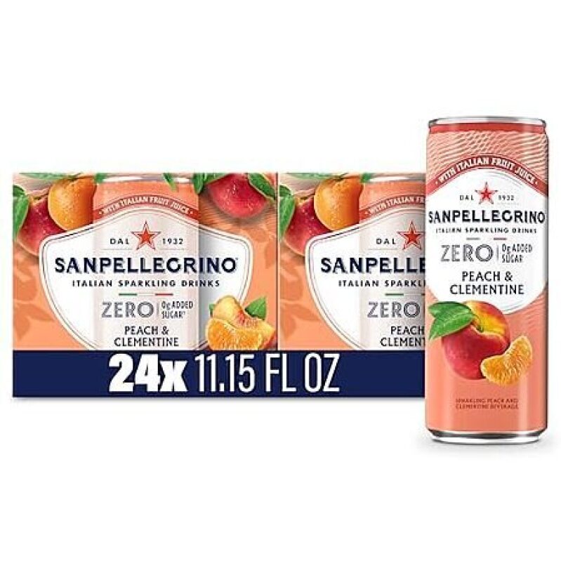 24-Pack 11.15-Oz San Pellegrino Zero Italian Sparkling Drinks (Peach Clementine) at Amazon