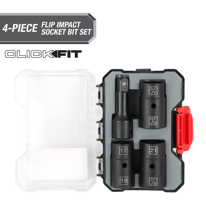 Hyper Tough 4-Piece Flip Impact Socket Set - Durable Mechanic Tool