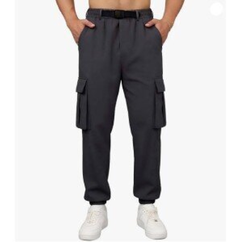Versatile Men's Multi-Pocket Cargo Pants with Drawstring Waist