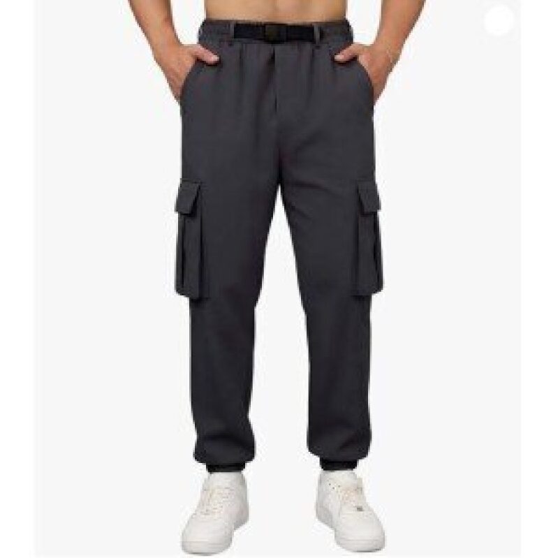 Versatile Men's Multi-Pocket Cargo Pants with Drawstring Waist