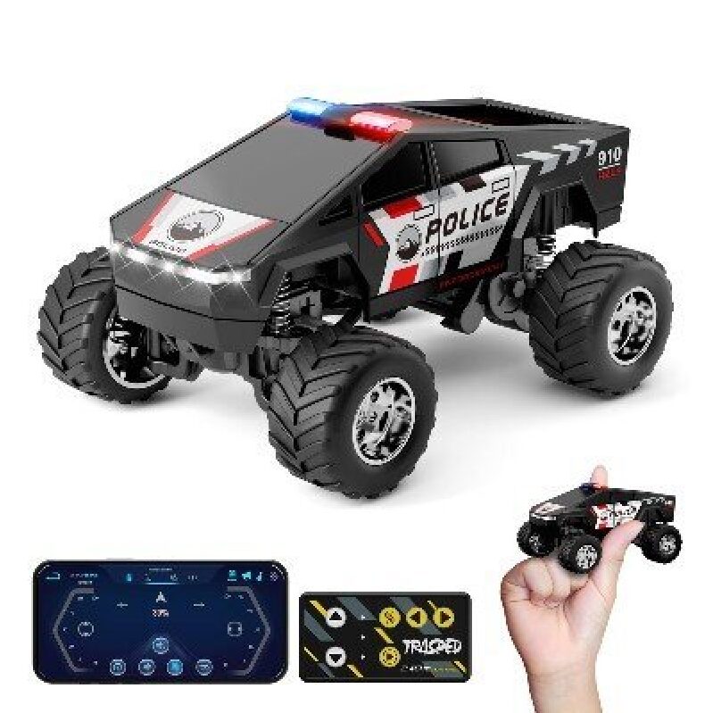 Mini 1:64 Alloy Remote Control Police Car with Flashing Lights and Sounds