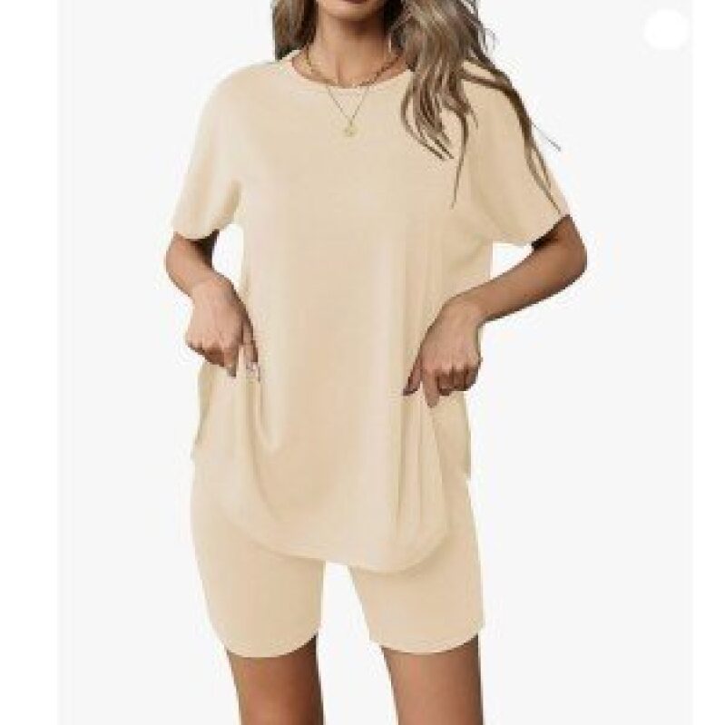 Ekouaer Women's Loose-Fit T-Shirt and Shorts Set