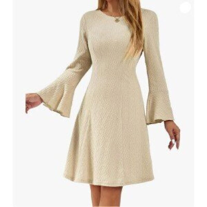 Elegant Bell Sleeve Dress - Perfect for Casual Outings