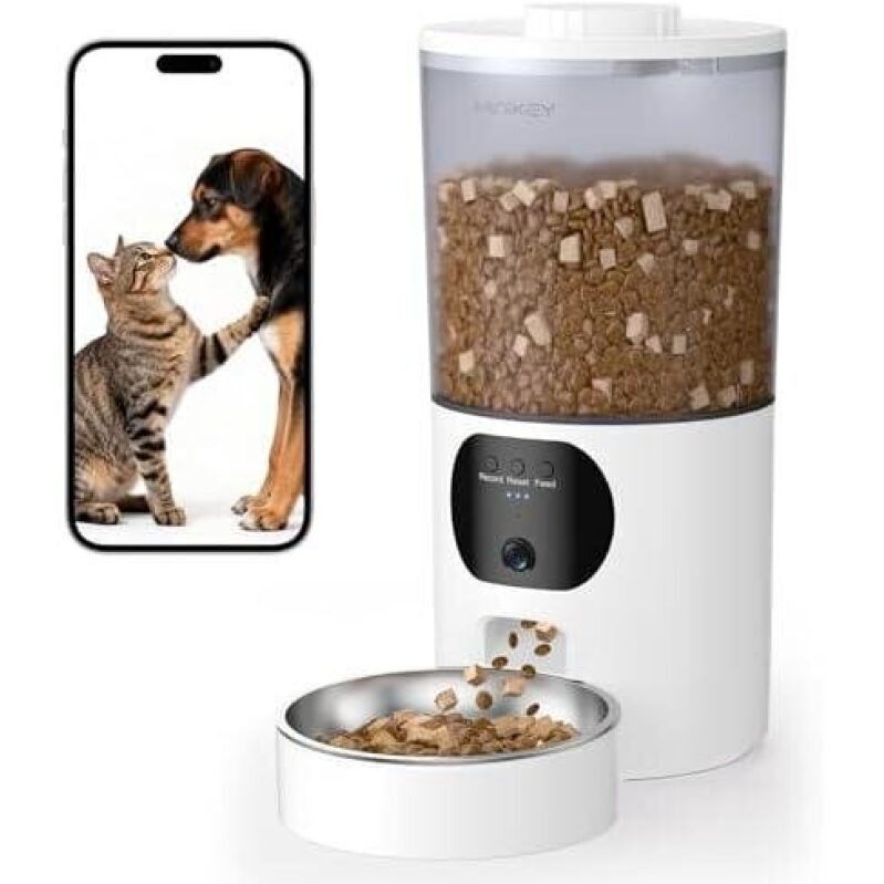 Smart Pet Feeder with Camera and App Control, 6.5L Capacity, 5G Dual-Band Connectivity