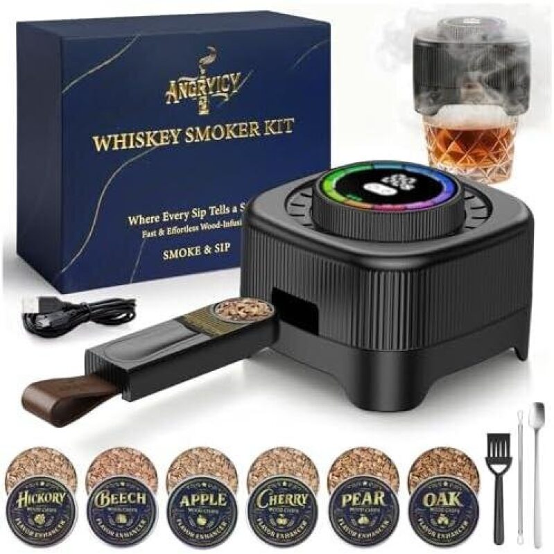 Angrycy Electric Whiskey Smoker Kit with 6 Wood Chips - 50% Off
