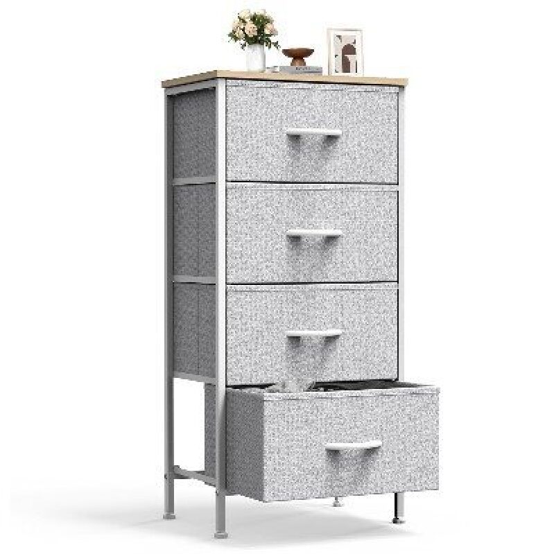 Sweetcrispy Bedside Table with 4 Fabric Drawers - Ultimate Storage Solution