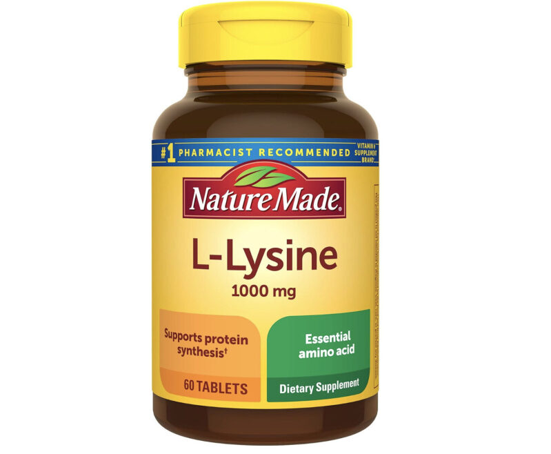 Double Savings: Nature Made L-Lysine 1000 mg Tablets - 60 Tablets Each Bottle x 2