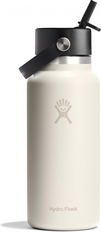 Hydro Flask Water Bottle - Insulated Stainless Steel - Wide Straw Lid, Non Spill, Leakproof in 32 Oz Ivory