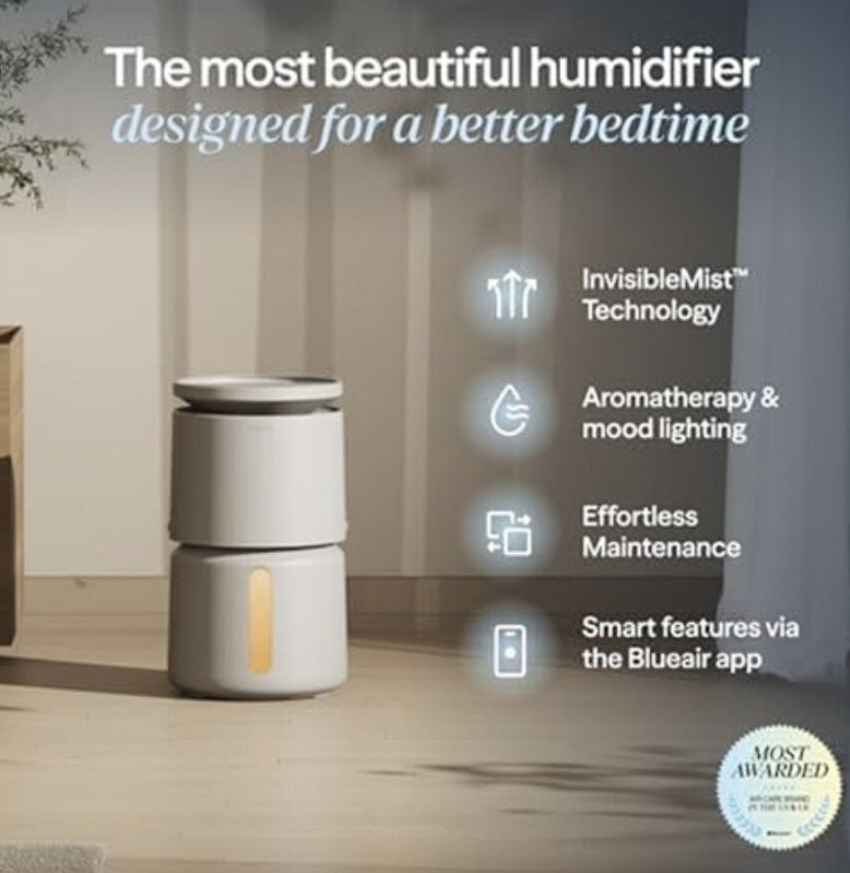 BLUEAIR 72-Hour Long-Lasting Humidifier with Invisible Mist Technology