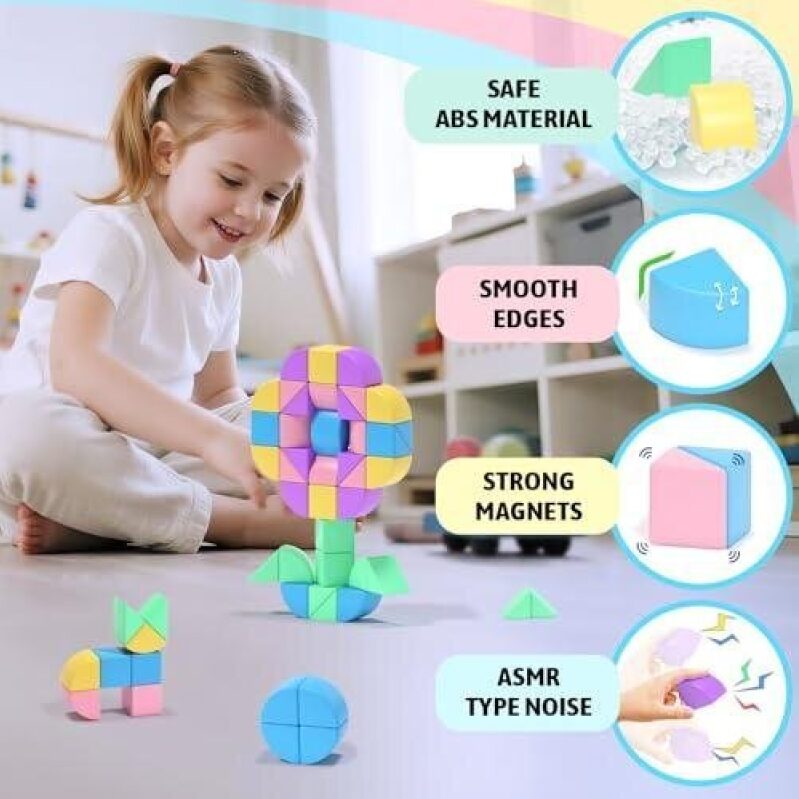 Hiwawind Magnetic Blocks Set - 40 Pieces, 60% Off, Educational Toys for Kids