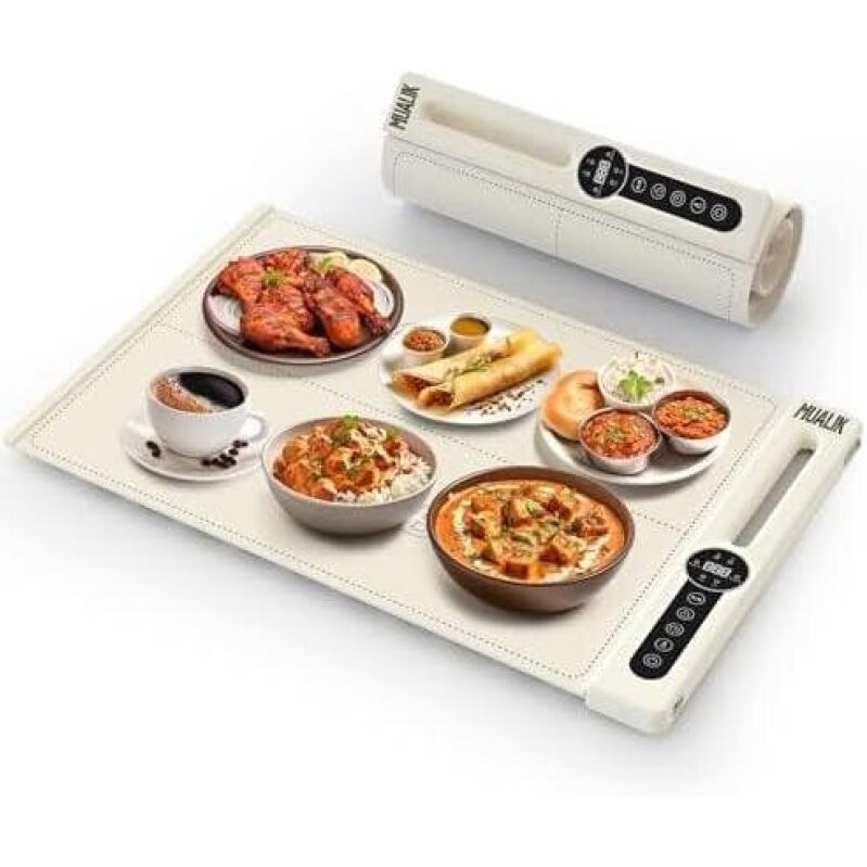 MUALIK Silicone Food Warmer - 6 Temperature Settings, 2 Zones, 3 Pads - 50% OFF