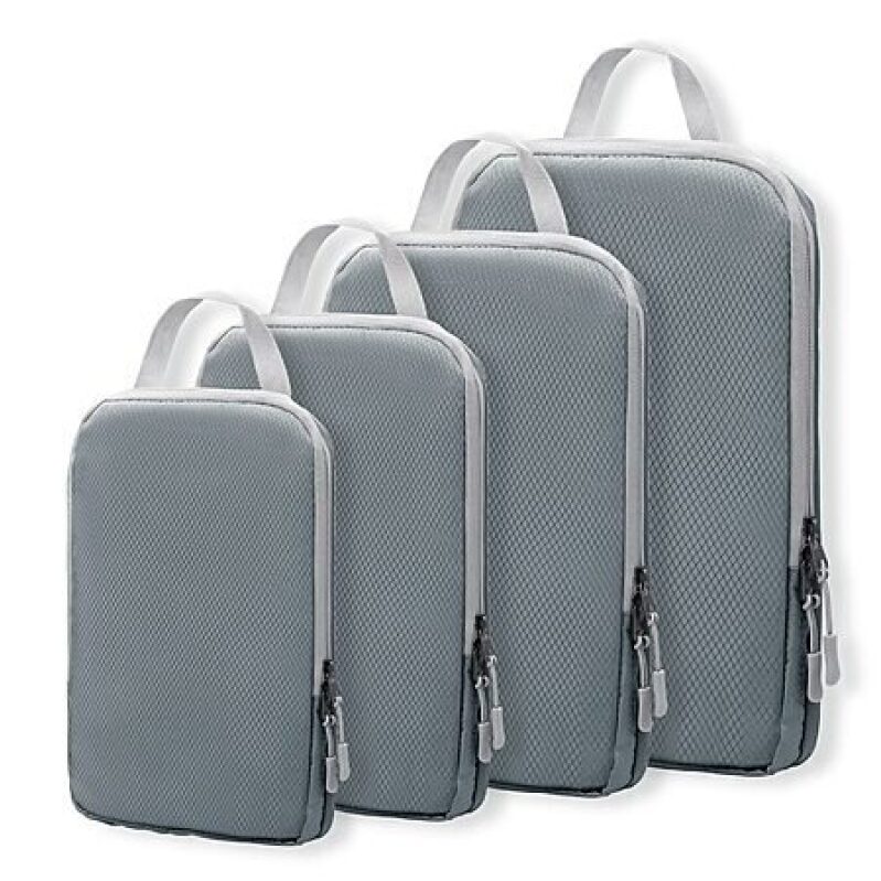 4-Pack WOOMADA Travel Compression Packing Cubes (Dark Grey) - Ultimate Space-Saving Solution