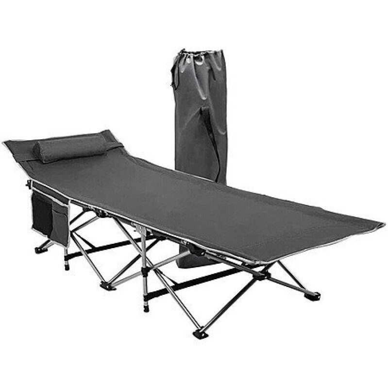 Zone Tech Folding Outdoor Cot - 300 Lb Capacity, Gray - Perfect for Camping