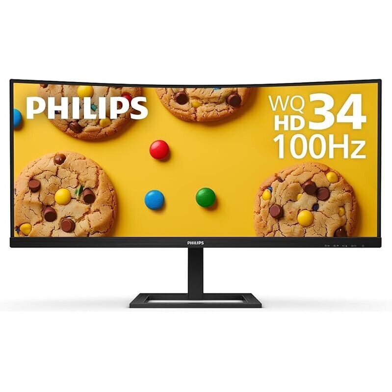 Philips 346E2CUAE 34-Inch Curved Frameless UltraWide QHD Monitor - Enhanced Productivity