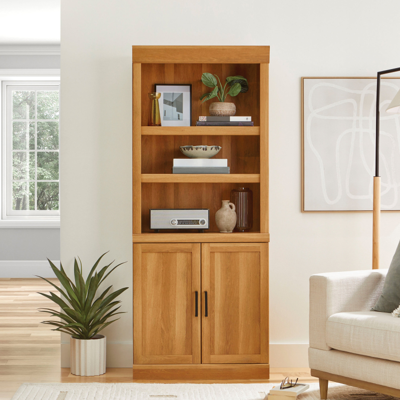 Organize Your Space with the Glendale 5-Shelf Bookcase with Doors