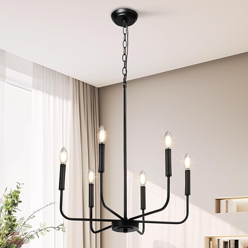 Elevate Your Space with KSANA Modern Farmhouse 6-Light Black Chandelier