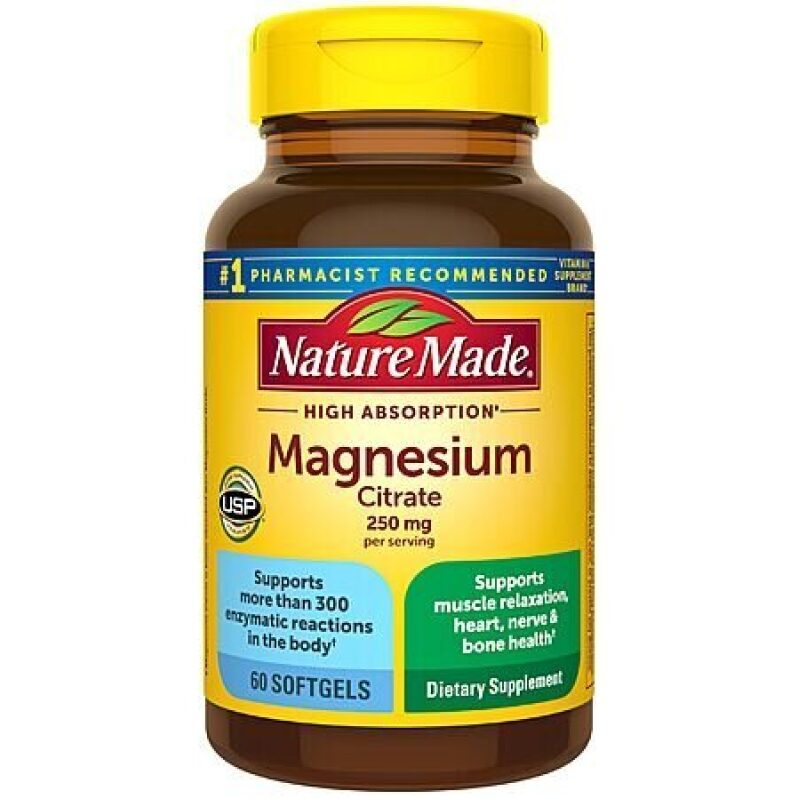 Affordable 60-Count Nature Made Magnesium Citrate 250mg Softgels - High Absorption Dietary Supplement