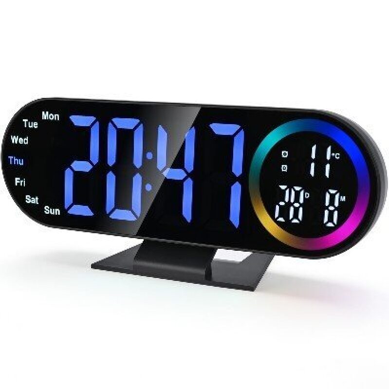 16 Color LED Digital Alarm Clock with Large Display