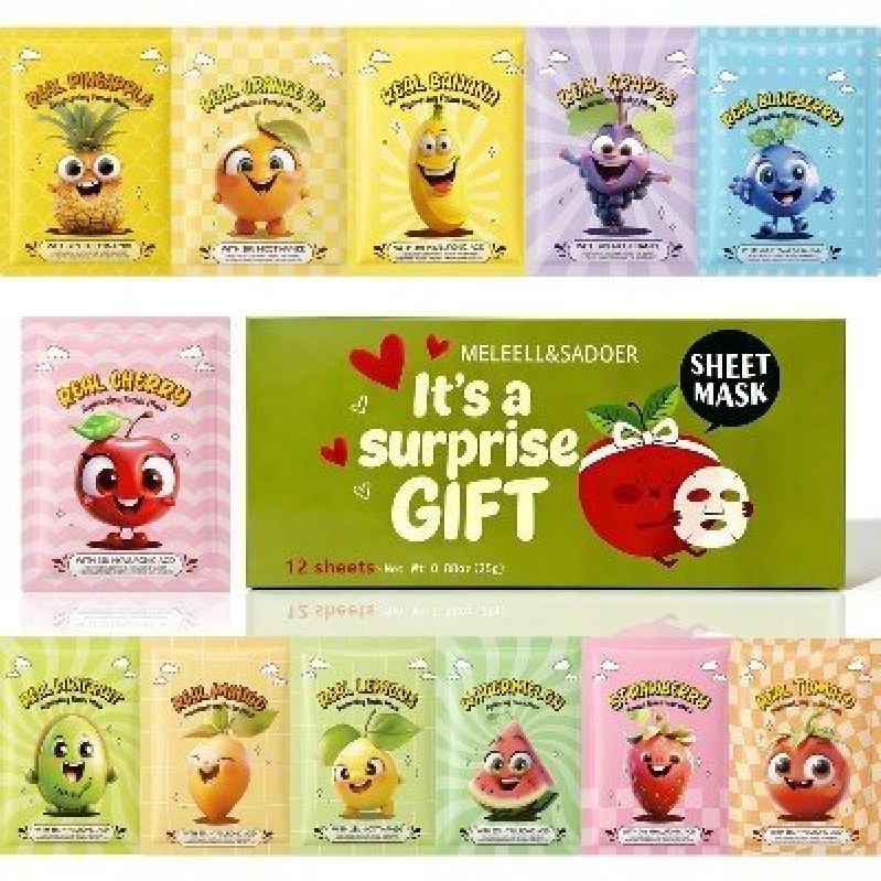 Meleell Fruit Sheet Masks - 12-Pack Variety