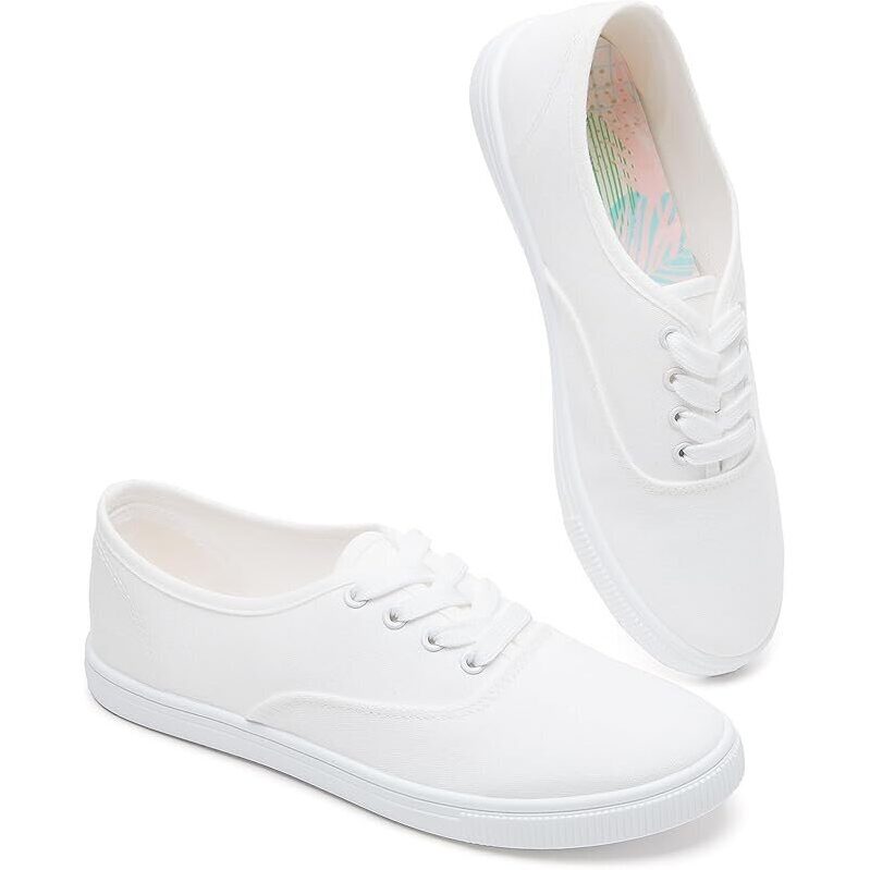 Fracora Women's Classic White Low Top Sneakers - Versatile and Affordable