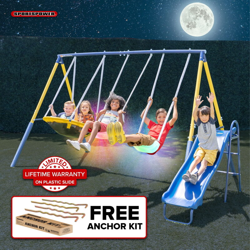 Sportspower Starlight Metal Swing Set with 2 LED Swings