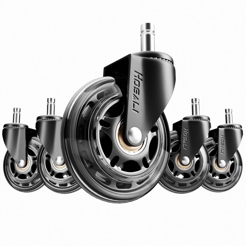5pk HOSALI 3 Inch Office Chair Wheels - Silent & Smooth Rolling