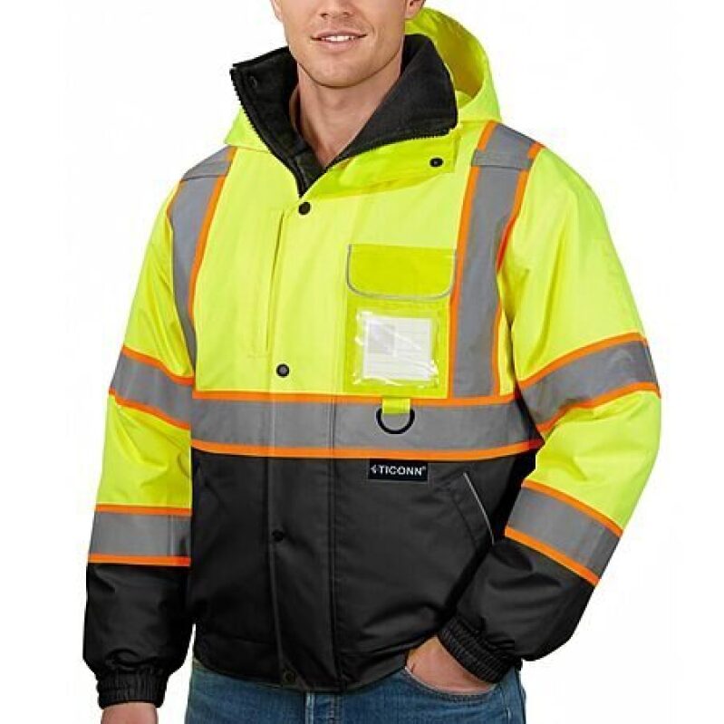 TICONN High-Visibility Safety Bomber Jacket - Rainproof & Warm