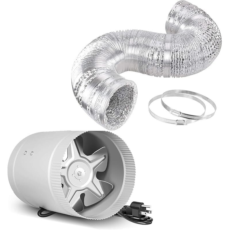 iPower 6 Inch Inline Booster Fan with 16 Feet Vent Hose