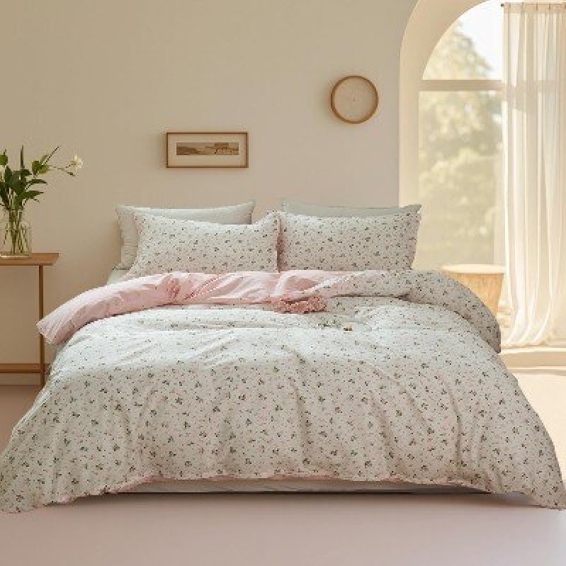 Elegant Floral Patterned Cotton Bedding Set for a Cozy Retreat