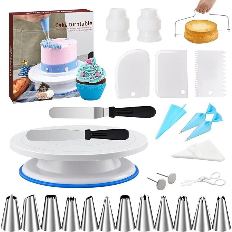 Quellance 82pcs Cake Decorating Tools Kit with Turntable Stand