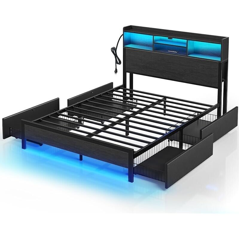 Maximize Your Space with Rolanstar Full Bed Frame with Storage, 4-Drawer