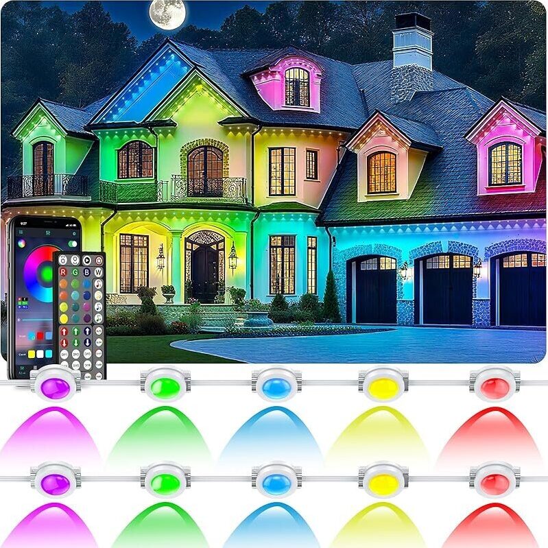 Brighten Your Home with Ceteluma 400ft Permanent Outdoor LED Eave Lights