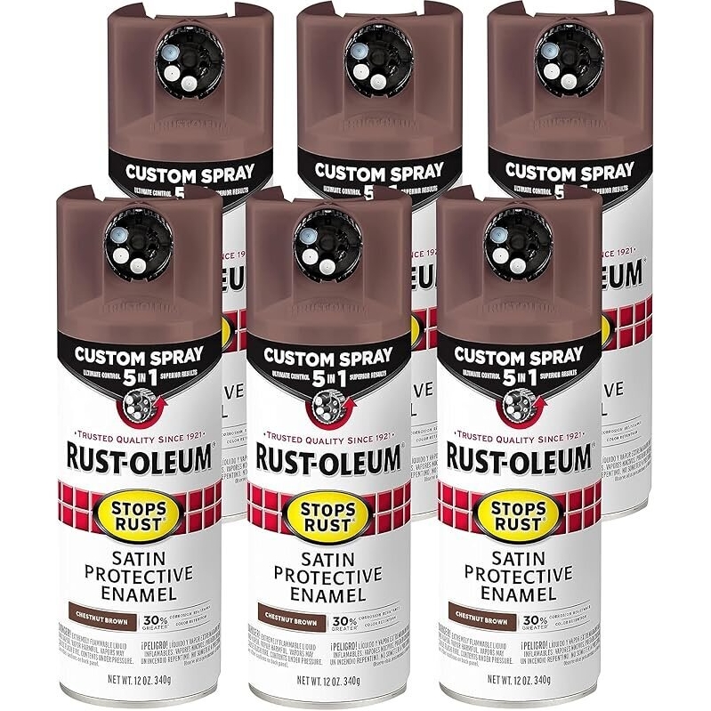 Rust-Oleum Custom Spray 5-in-1 Satin Protective Enamel, 12oz, 6-Pack