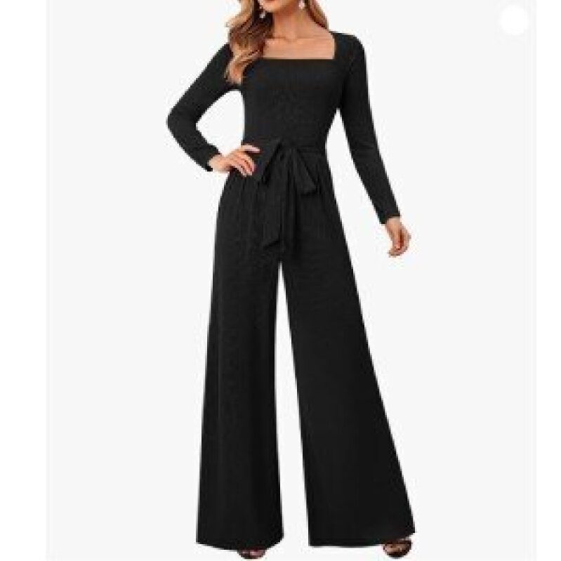 Elegant Wide-Leg Jumpsuit with Long Sleeves