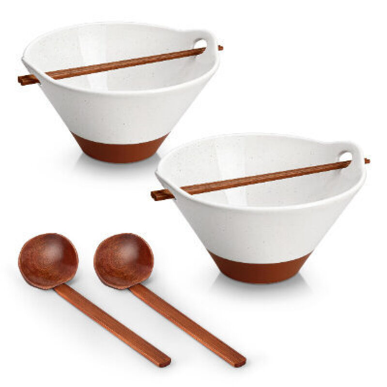 Elegant Ceramic Ramen Bowls with Chopsticks - Set of 2