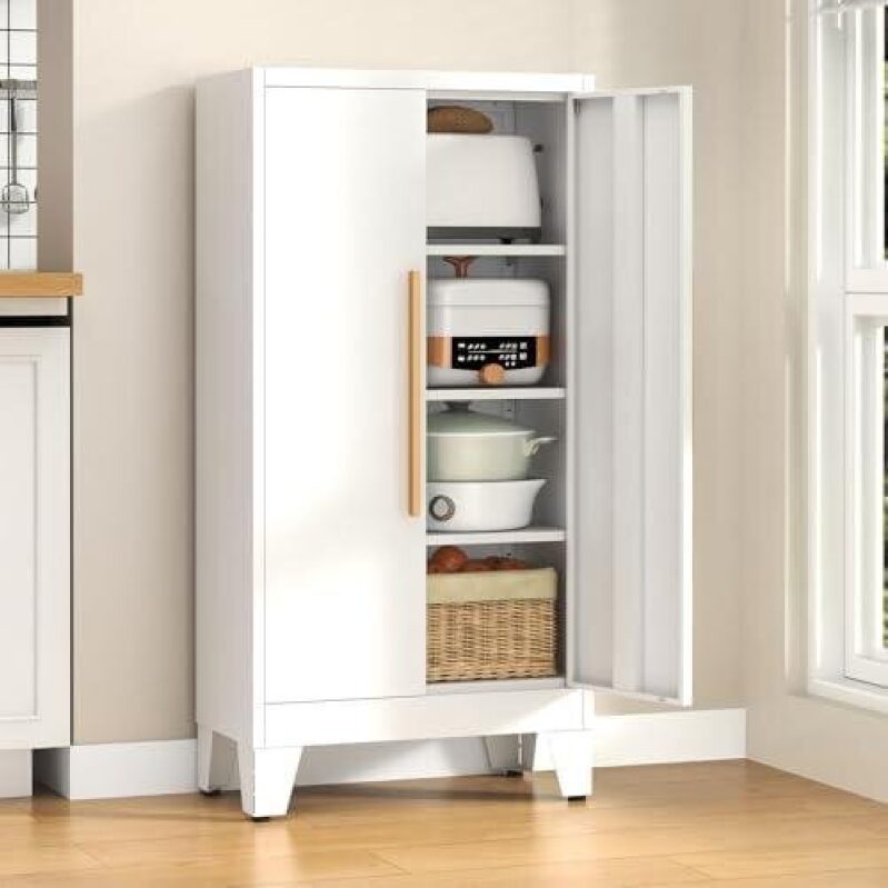 47.3-Inch Metal Storage Cabinet with 3 Adjustable Shelves - 40% OFF
