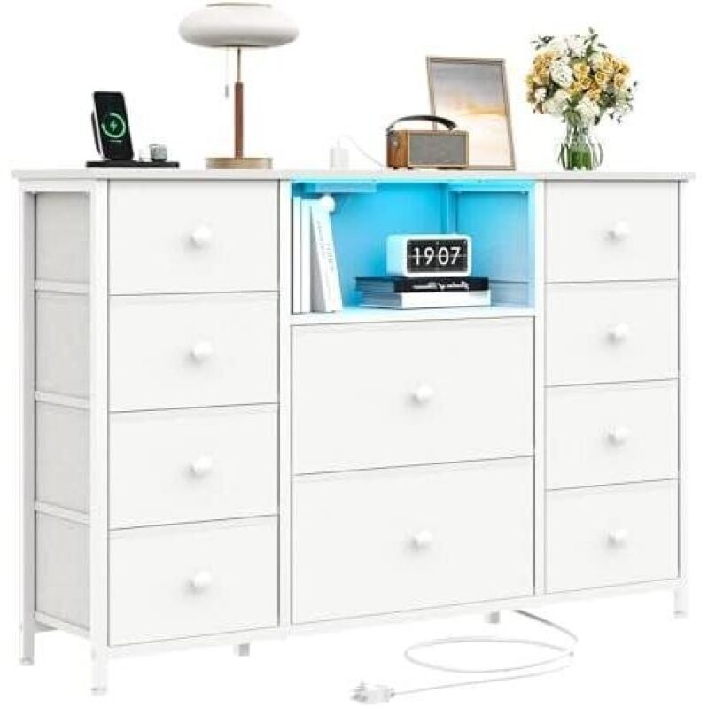 Maximize Your Space with This Sleek 10-Drawer PU Dresser - 50% Discount