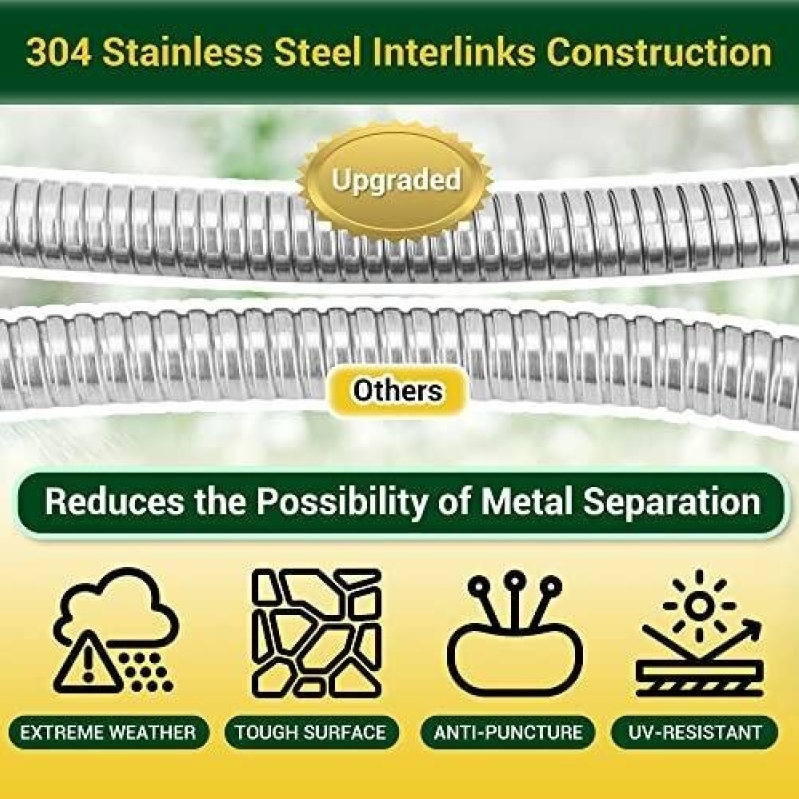 High-Quality 50-Foot Garden Hose with 304 Stainless Steel Interlinks – 50% OFF