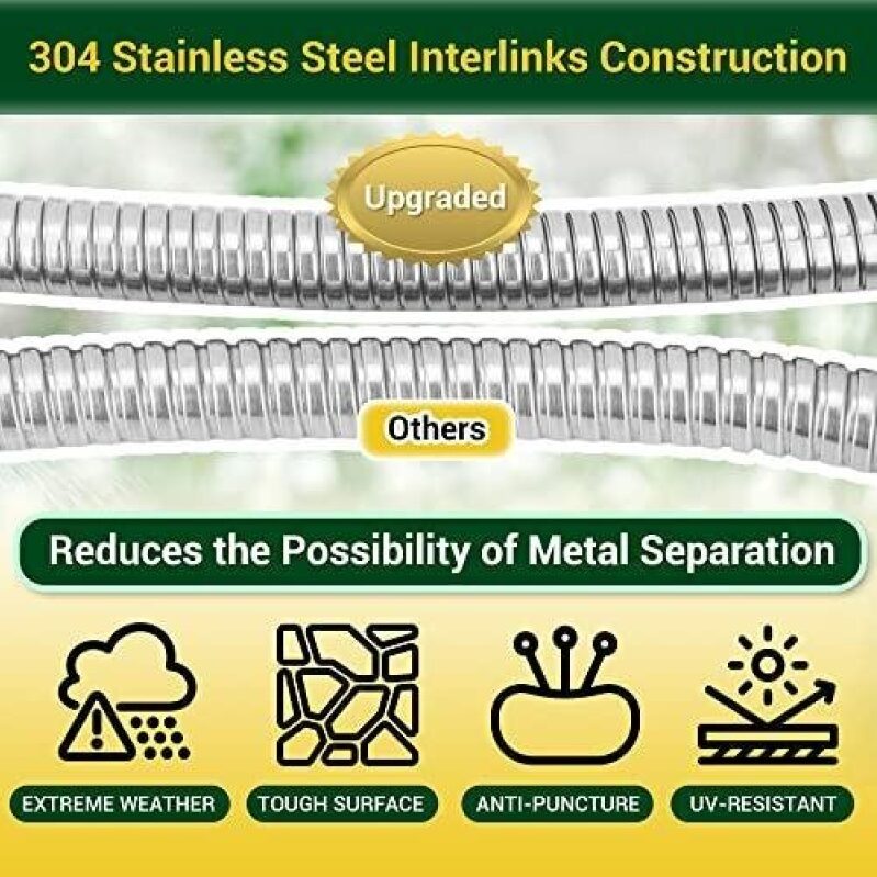 High-Quality 50-Foot Garden Hose with 304 Stainless Steel Interlinks – 50% OFF