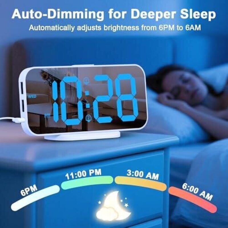 ALANAS Slim Digital Alarm Clock with Auto-Dimming Feature - 50% OFF