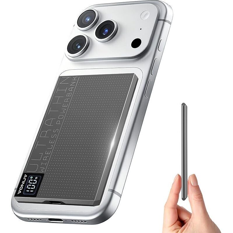 Vonuv 5000mAh 15W Magnetic Wireless Thin Charging Power Bank for iPhone
