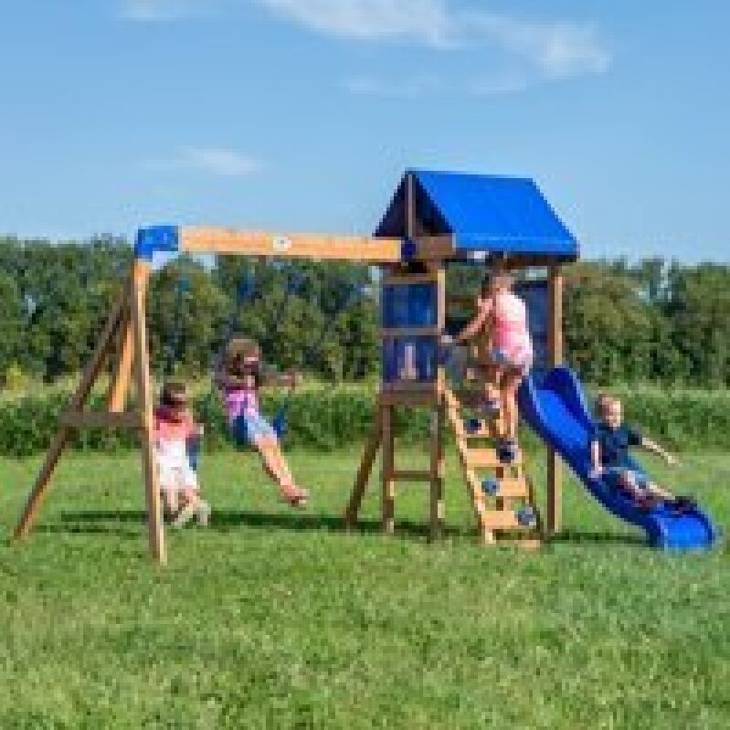 Aurora Wooden Cedar Swing Set with Chalkboard