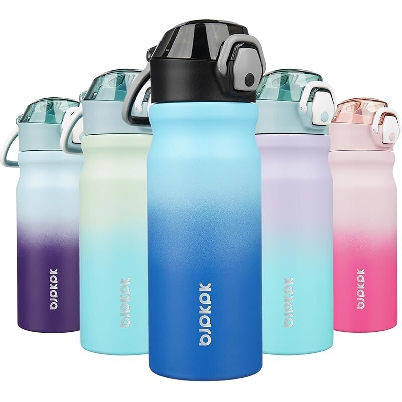 BJPKPK 18oz Water Bottle with Straw - Double Walled Vacuum Insulated