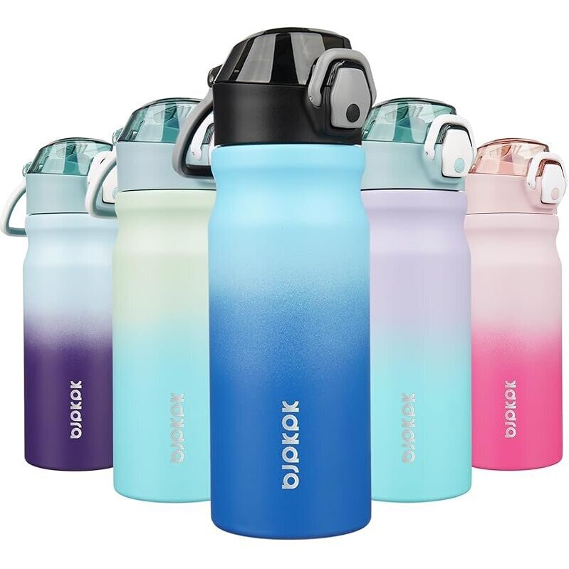 BJPKPK 18oz Water Bottle with Straw - Double Walled Vacuum Insulated