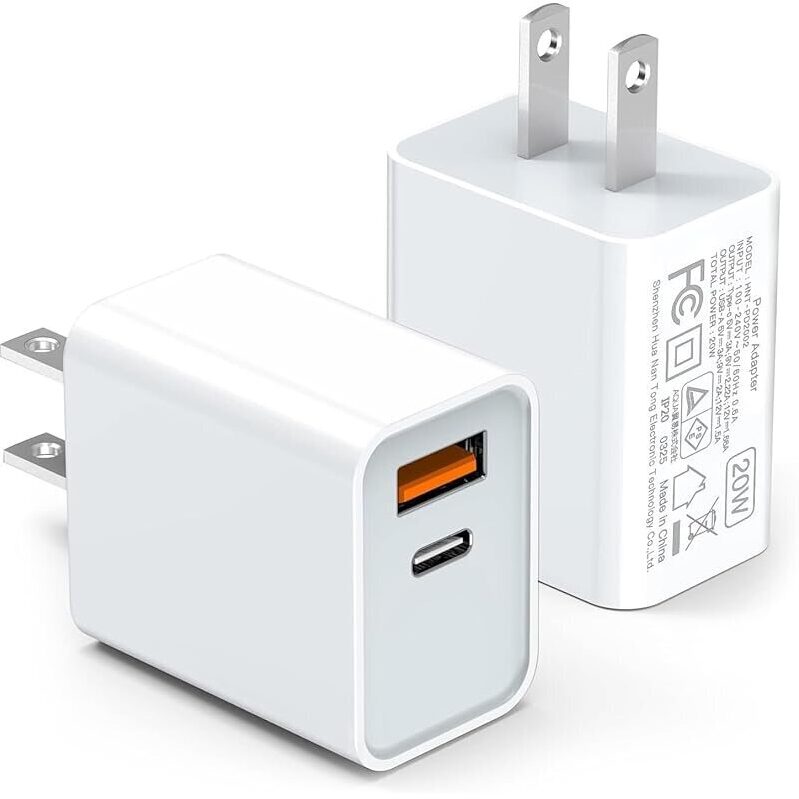 2-Pack LCGENS USB C Wall Charger Block 20W - Efficient Dual Charging Solution
